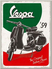 Vespa '59 Vespa - The Italian Classic. Koelkastmagneet 8 cm x 6 cm.