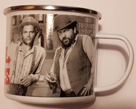 Bud Spencer & Terrence Hill Old School Heroes. Emaille Drinkbeker.