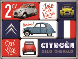 Citroën 2CV Cést la vie. Koelkastmagneten set a 9 st.