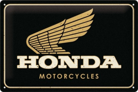 Honda MC - Motorcycles Gold. Metalen wandbord in reliëf 20 x 30 cm.