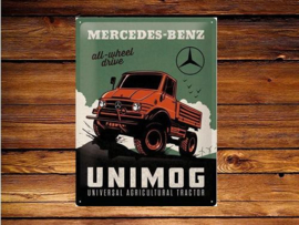 Mercedes-Benz Unimog Metalen wandbord in reliëf 30 x 40 cm .