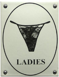 Ladies String Emaille Toiletbordje 10 x 14 cm.