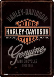 Harley Davidson Genuine Metalen Postcard 10 x 14 cm.