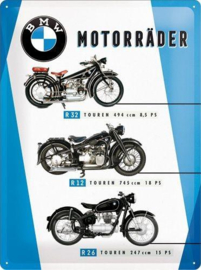 BMW Motorrader Chart Metalen wandbord in reliëf 30 x 40 cm.