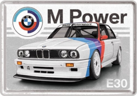BMW Motorsport M Power E30.   Metalen Postcard 10  x 14 cm.