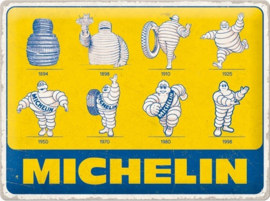 Michelin Logo Evolution.  Metalen wandplaat in reliëf 40 x 30 cm.