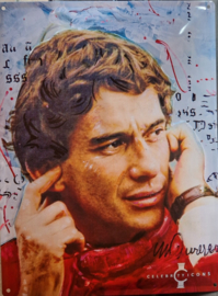 Ayrton Senna da Silva Metalen wandbord in reliëf 30 x 40 cm.