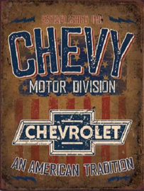 Chevy Motor Division Metalen wandbord 31,5 x 40,5 cm.