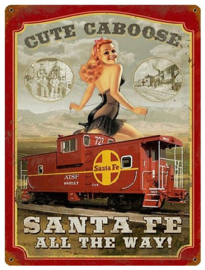 Cute Caboose Santa Fe.  Metalen wandbord 40 x 30 cm.