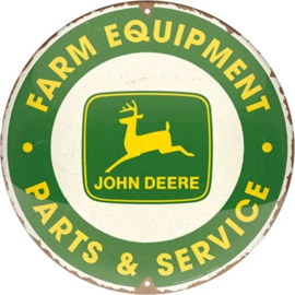 John Deere - Parts & Service.   Metalen wandbord in reliëf Ø 35 cm.