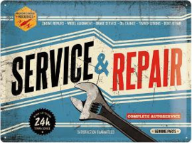 Service & Repair Metalen wandbord in reliëf 15 x 20 cm