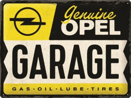 Opel Garage.  Metalen wandbord in reliëf 30 x 40 cm.