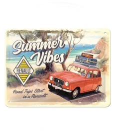 Renault R4 Summer Vibes. Metalen wandbord in reliëf 15 x 20 cm.
