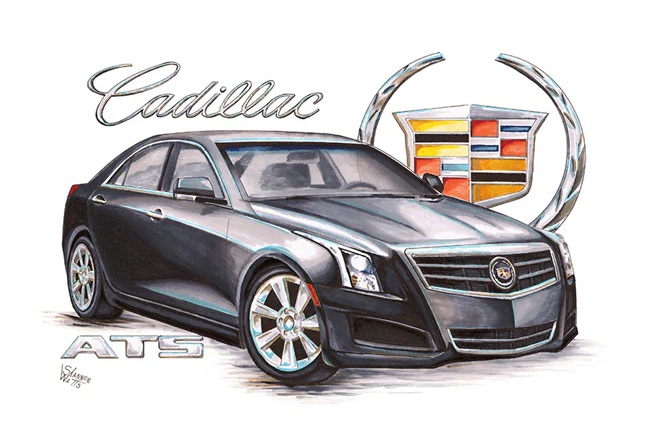 Cadillac ATS.  Metalen wandbord 30,5 x 38 cm.