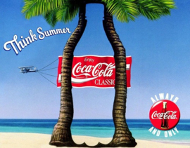 Coca Cola Classic Palm.  Metalen wandbord 31,5 x 40,5 cm.