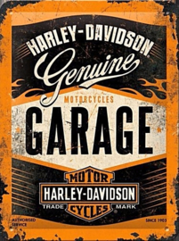 Harley Davidson Garage Metalen wandplaat in relief 40 x 30 cm