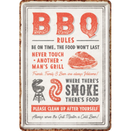 BBQ Rules. Metalen Postcard 10 x 14 cm.