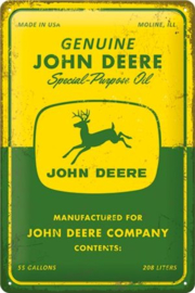 John Deere - Special Purpose Oil. Metalen wandbord in reliëf 20 x 30 cm