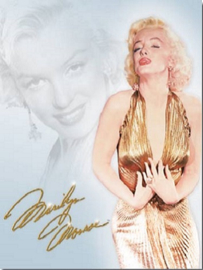 Marilyn Monroe - Gold Dress. Metalen wandbord 40,5 x 31,5 cm.