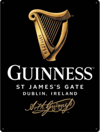 Guinness Harp Logo. Metalen wandbord in reliëf 30 x 40 cm.