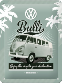 VW Bulli  Metalen wandbord in reliëf 15x20 cm