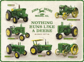 John Deere Chart  Metalen wandbord in reliëf 30 x 40 cm.