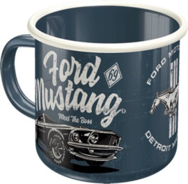 Ford Mustang The Boss. Emaille Drinkbeker H 8  Ø 8 cm