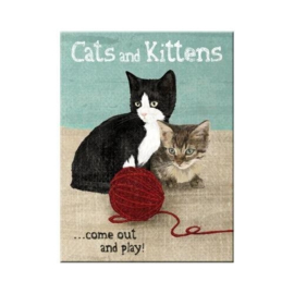 Cats and Kittens. Koelkastmagneet 8 cm x 6 cm.