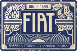 Fiat - Since 1899 Logo Blue.Metalen wandbord in reliëf 20 x 30 cm.