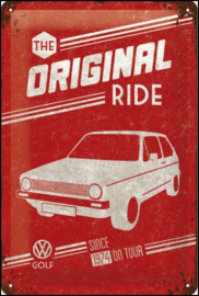 VW Golf - The Original Ride Metalen wandbord in reliëf 20 x 30 cm