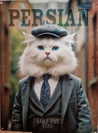 Persian . Peaky Paws Club.    Metalen wandbord 40 x 30 cm .