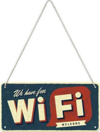 We Have Free WiFi  Metalen wandbord 10 x 20 cm.