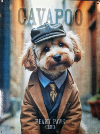 Cavapo . Peaky Paws Club.    Metalen wandbord 40 x 30 cm .