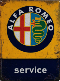 Alfa Romeo Service.  Metalen wandbord in reliëf 15 x 20 cm..
