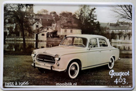 Peugeot 403 1955 a 1966 Metalen wandbord 20 x 30 cm