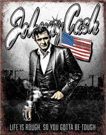 Johnny Cash.  Metalen wandbord 31,5 x 40,5 cm.