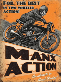 Manx Action Road Racing.   Metalen wandbord 30 x 40 cm