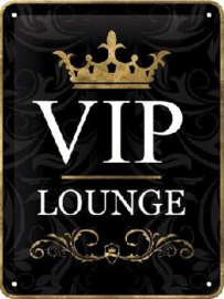 V.I.P. Lounge Metalen wandbord in reliëf 15 x 20 cm.