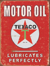 Texaco Lubricates Perfectly Metalen wandbord 31,5 x 40,5 cm.