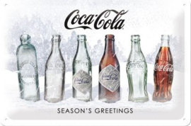 Coca Cola Season's Greetings (2)  Metalen wandbord in reliëf 20 x 30 cm.