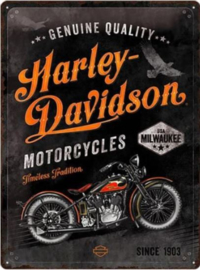 Harley Davidson Timeless.  Metalen wandbord in reliëf 30 x 40 cm.