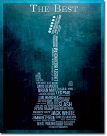The Best Guitarists.   Metalen wandbord 31,5 x 40,5 cm