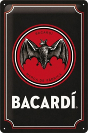 Bacardi - Logo Black​. Metalen wandbord in reliëf 20 x 30 cm.