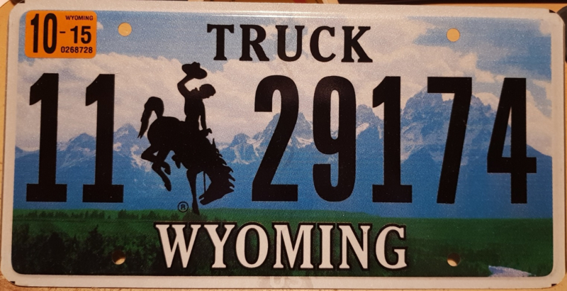 Wyoming Originele license plate .  Truck.