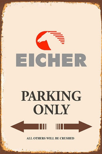 Eicher Parking Only.  Metalen wandbord  20 x 30 cm.