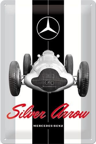Mercedes-Benz Silver Arrow Metalen wandbord in reliëf 20 x 30 cm.