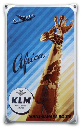 KLM Africa Emaille Reclamebord 20 x 33 cm.