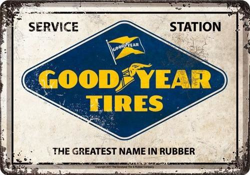 Good Year Tires.    Metalen Postcard 10  x 14 cm.