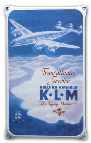 KLM Transatlantic Emaille Reclamebord 20 x 33 cm.