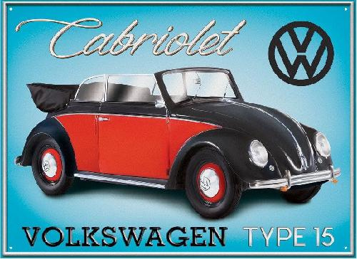 VW Cabriolet Type15 Metalen wandbord 30 x 40 cm.
